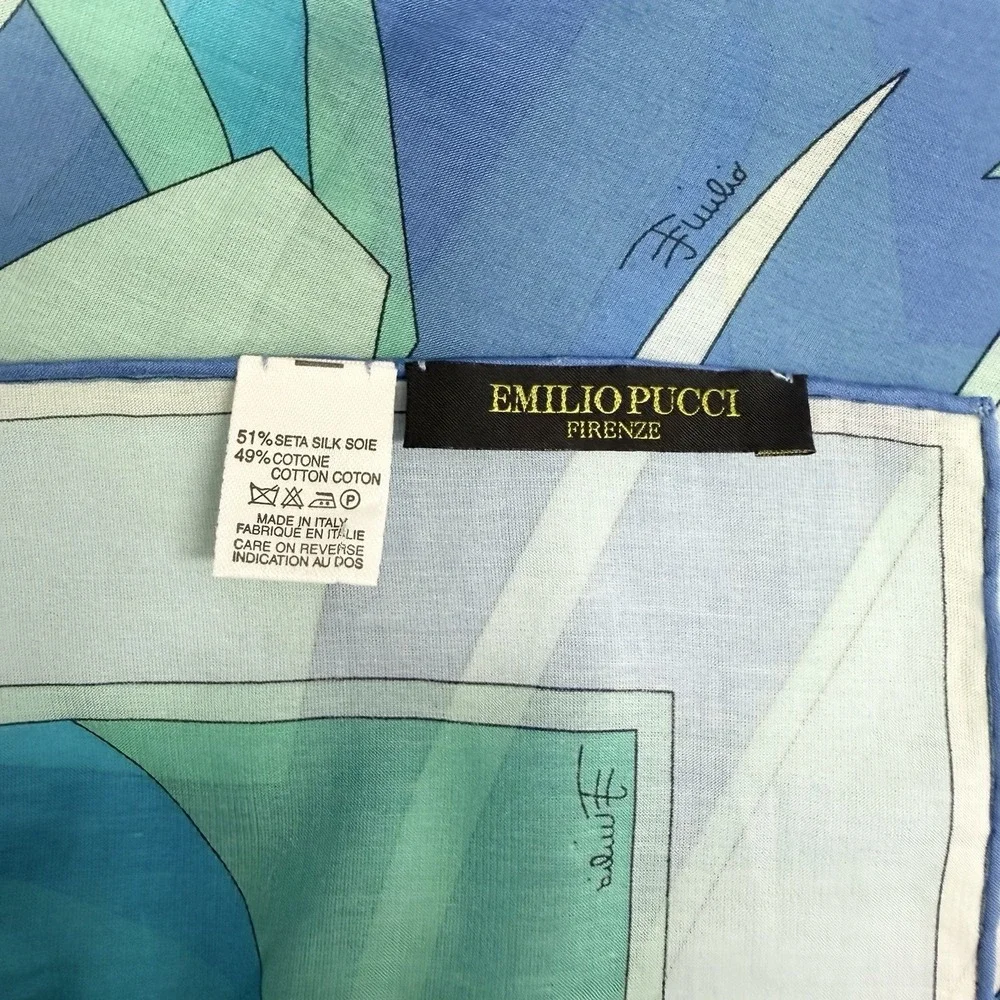 Emilio Pucci Silk & Cotton Scarf Signed 